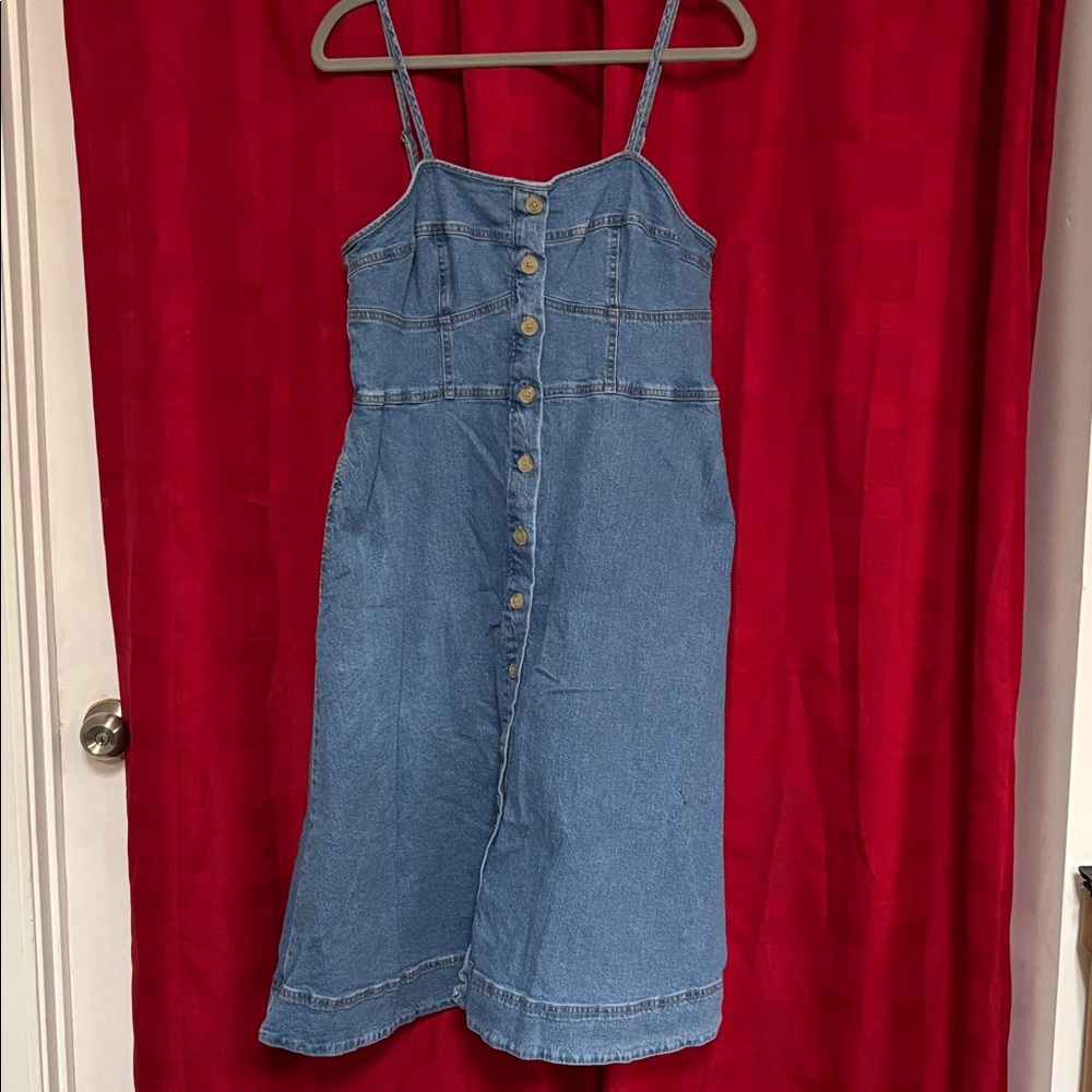 Universal Thread Blue Button-Front Midi Dress - image 1